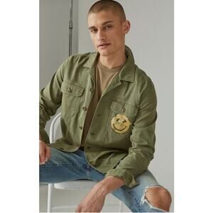 herringbone smiley face workwear shirt Men’s Sz XXL Four Leaf Clover Green.